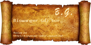Biswanger Gábor névjegykártya